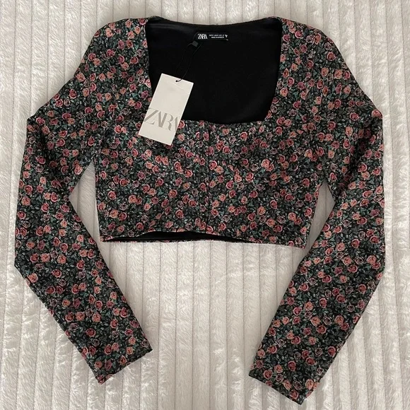 Zara Floral Print Bustier Crop-top - Picture 3 of 6
